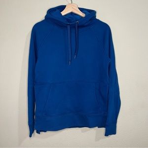 Athleta size XXS cotton blend blue hoodie w/ slits on the side & thumb holes